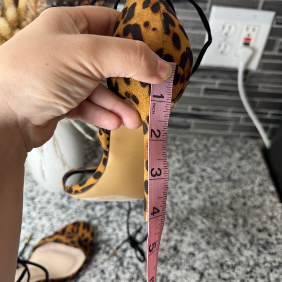 Lulus | Aimee Leopard Lace-Up Heels Size 8.5 - Picture 10 of 11